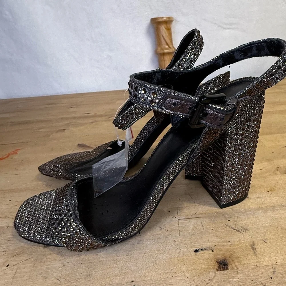 Michael Kors rhinestone Block Heel Sandals Size 6